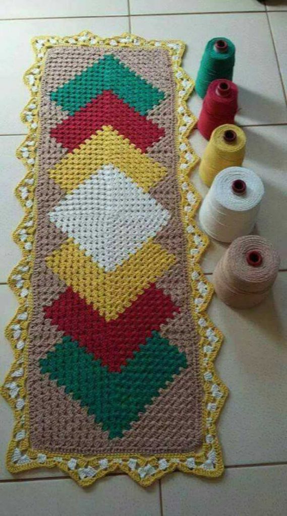 tapete de barbante com flor tapete redondo de barbante