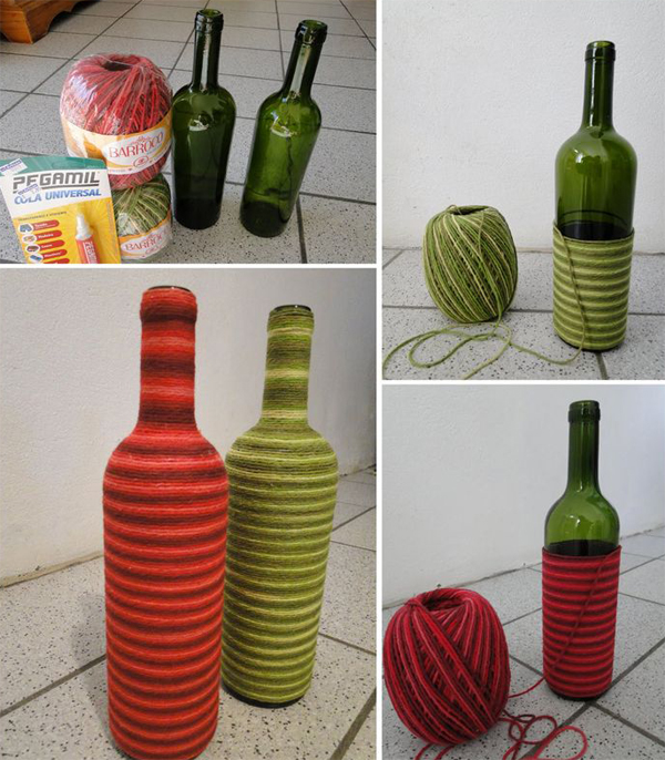 garrafa decorada com lã garrafa decorada com lã