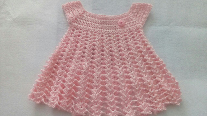 vestido de crochê infantil salmão vestido de crochê infantil salmão