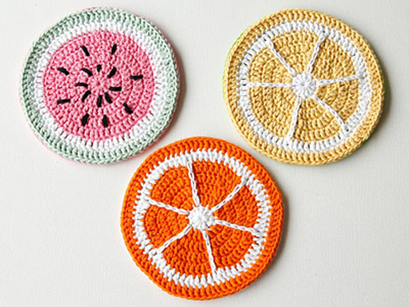 porta copo em crochê frutas porta copo em crochê frutas
