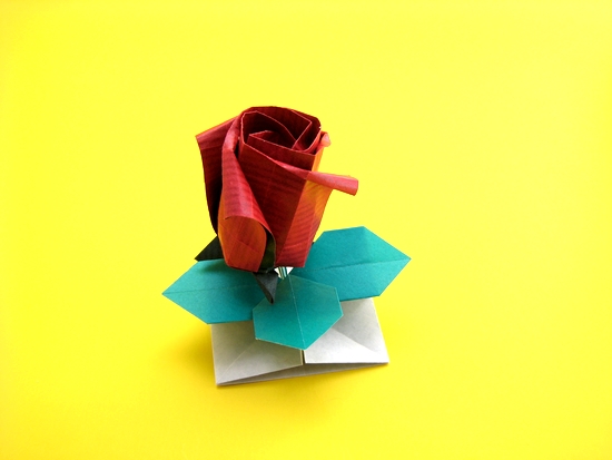 dobradura de papel flor rosas dobradura