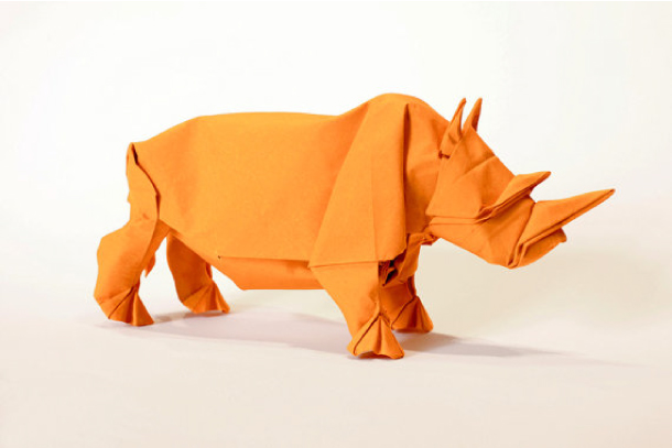 dobradura rinoceronte origami rinoceronte
