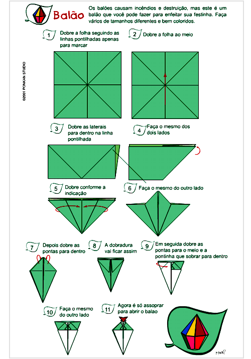 Como fazer origami de bal u00e3o para festa junina passo a Adesivo Delineador Agustin ~ Como fazer origami de bal u00e3o para festa junina passo a
