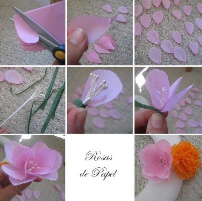 COMO FAZER FLOR DE PAPEL PARA GUIRLANDA