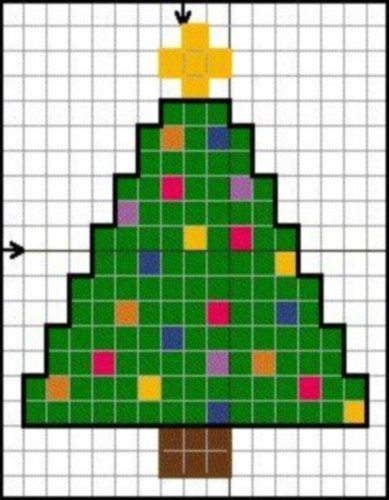 Gráfico de mini árvore de Natal em ponto cruz - Artesanato Passo a Passo!