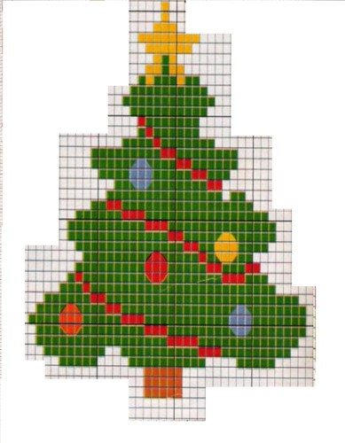 Gráfico de mini árvore de Natal em ponto cruz - Artesanato Passo a Passo! Gráfico de mini árvore de Natal em ponto cruz - Artesanato Passo a Passo!
