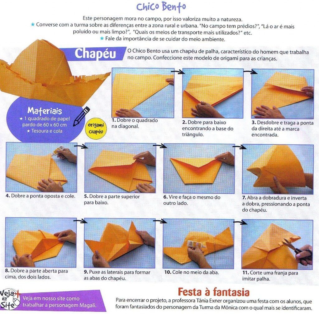 Como fazer dobradura de chapéu para festa junina - Artesanato Passo a ...