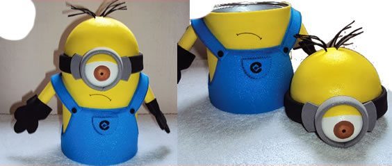 Esta lembrancinha porta-doces dos Minions em EVA vai arrematar com maestria a sua festinha de aniversário (Foto: artesanatosvoce.com.br) 