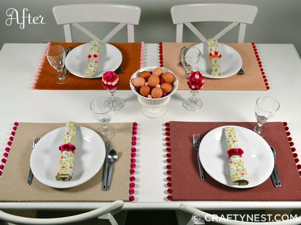 Invista em decoração de mesa com pompom e renove o visual de suas refeições (Foto: craftynest.com) 