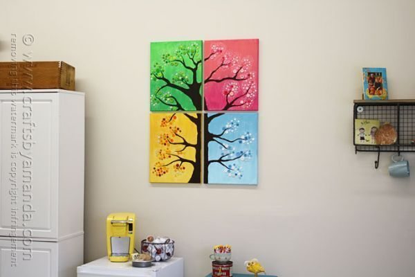 Quadro de árvore com botões pode ter o estilo e cores que você quiser (Foto: craftsbyamanda.com) 