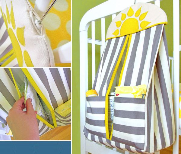 Porta fraldas de tecido para pendurar é lindo e útil (Foto: sew4home.com) 