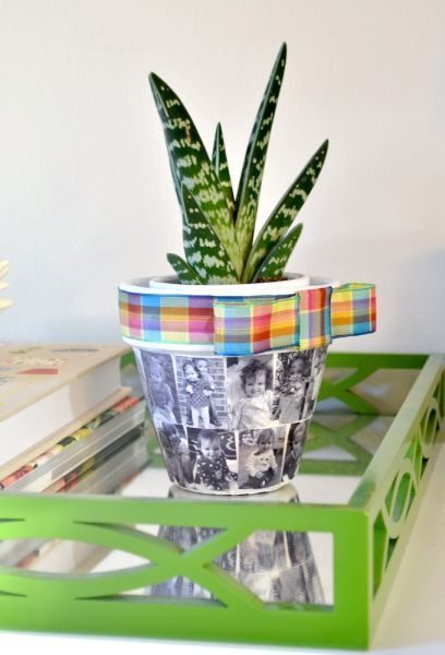 Invista já neste lindo vaso de barro decorado com fotos (Foto: modpodgerocksblog.com)