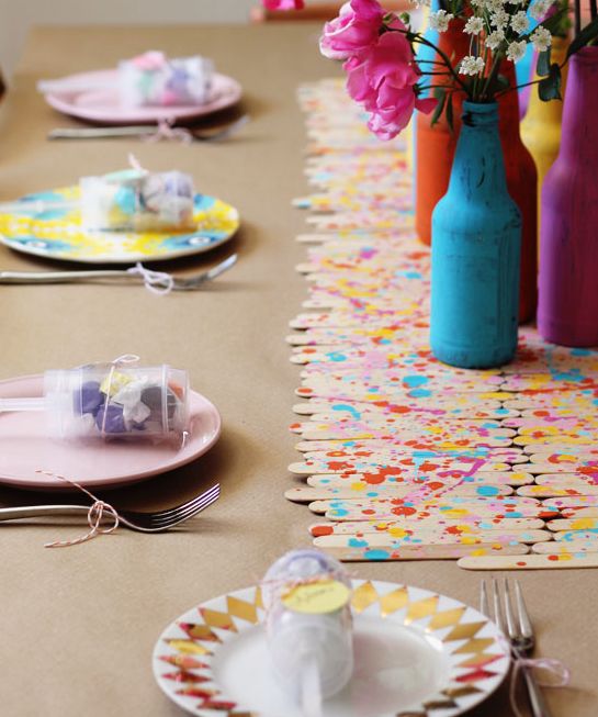 Caminho de Mesa com Palito de Picolé Caminho de Mesa com Palito de Picolé