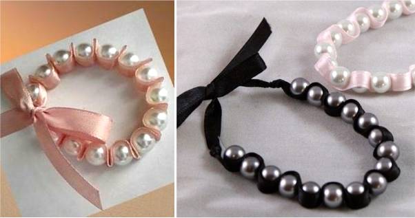 pulseira de renda e perolas
