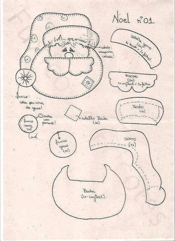 Dicas de Moldes Papai Noel para Imprimir