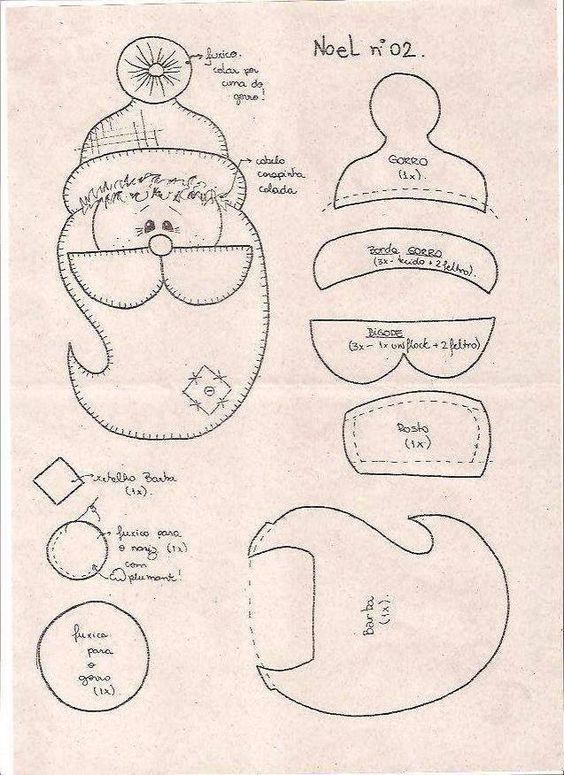 Dicas de Moldes Papai Noel para Imprimir