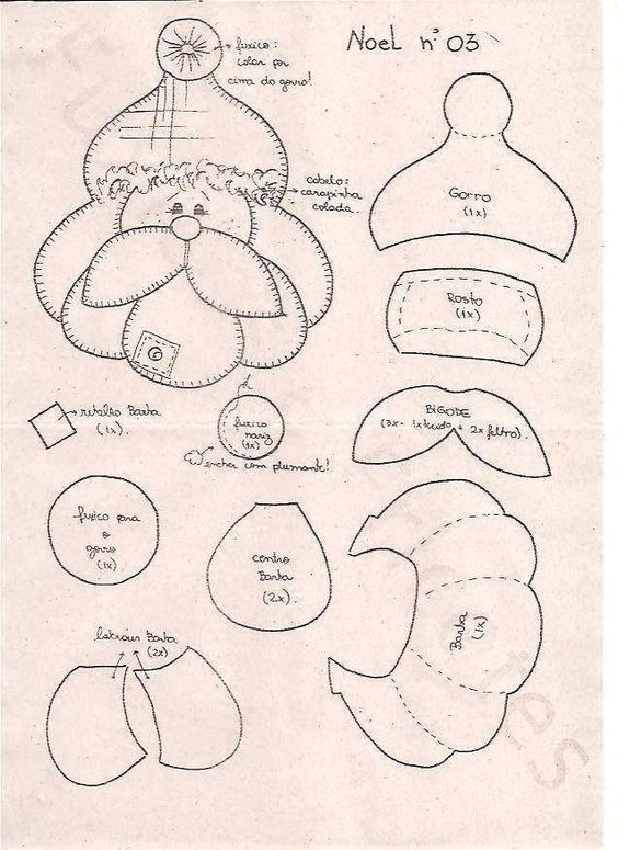 Dicas de Moldes Papai Noel para Imprimir