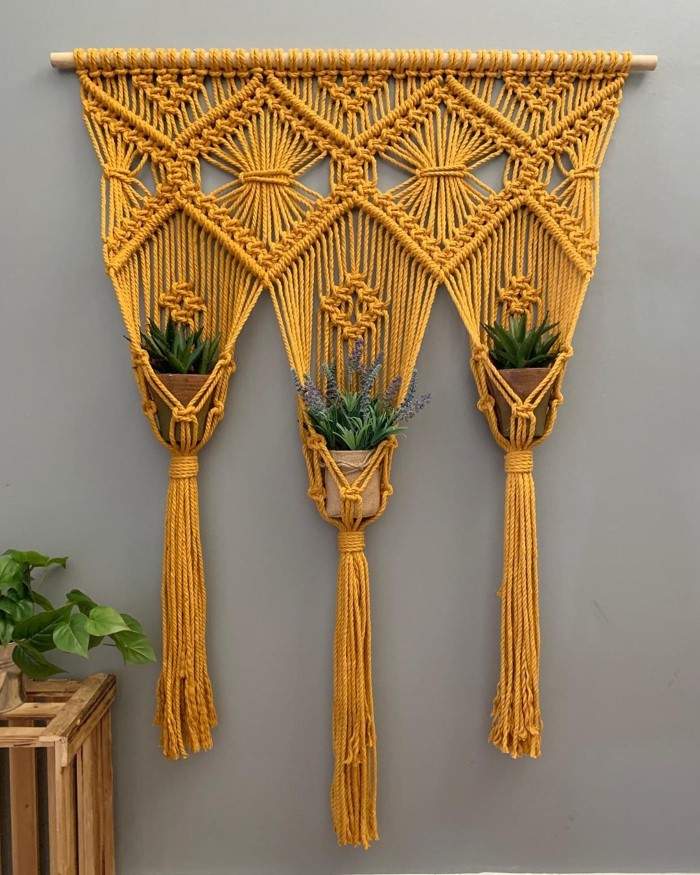 modelo de macrame com vasos