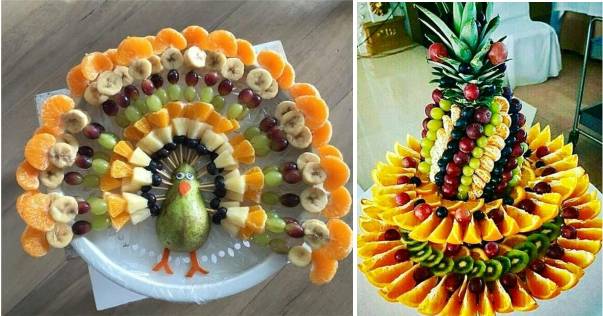 decoração de mesa de ano novo com frutas cortadas