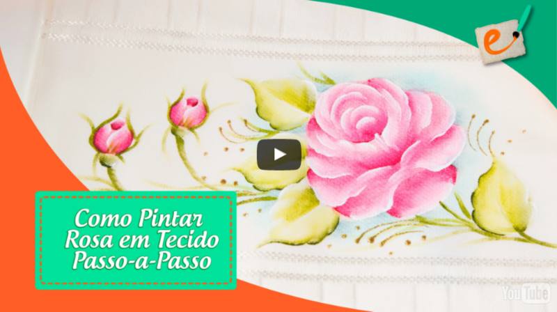 curso de pintura rosas em tecido