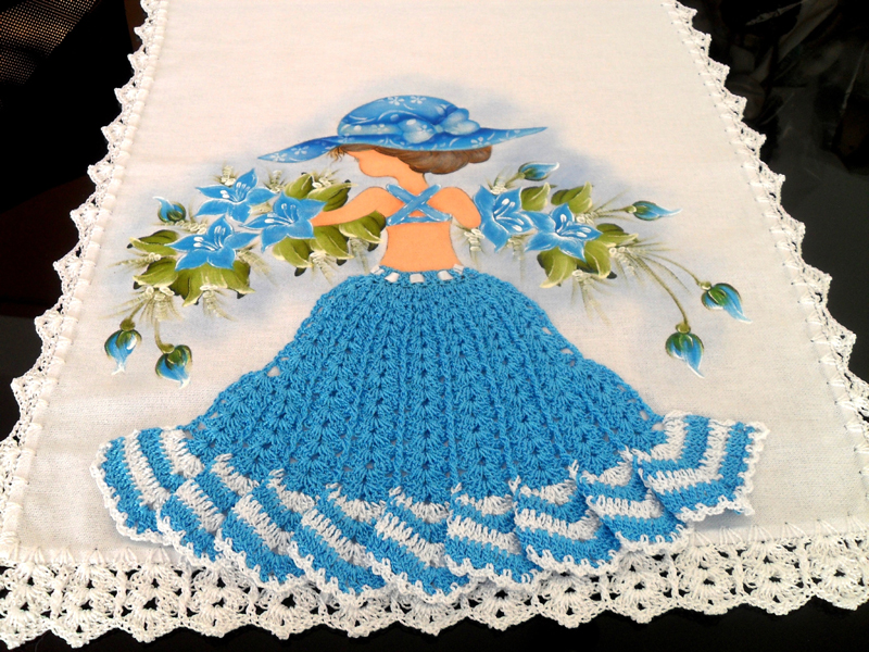 vestido de croche para boneca pano de prato