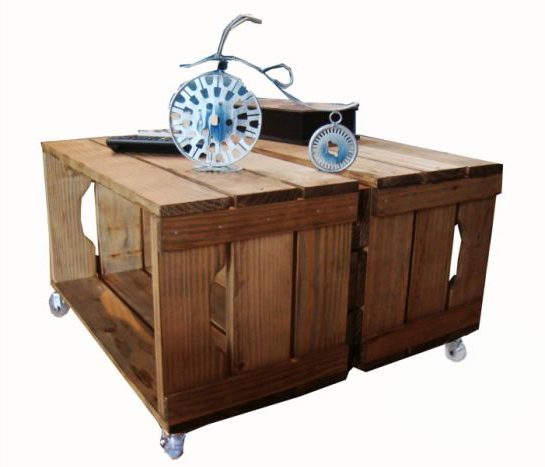 mesa de caixa de madeira original
