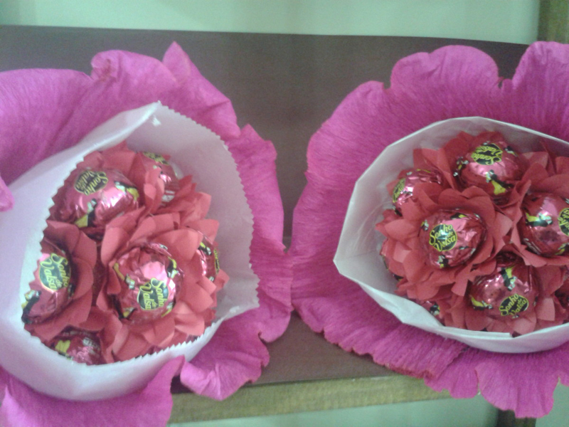 bouquet de bombom com papel crepom