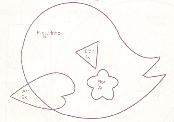 molde pássaro com florzinha