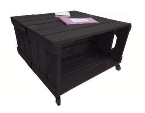 mesa de caixa de madeira preta