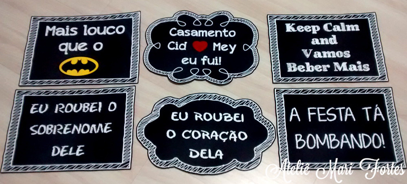 placa para casamento estilo lousa