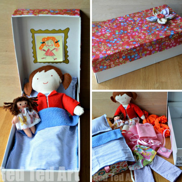 caixa de sapato customizada cama de boneca