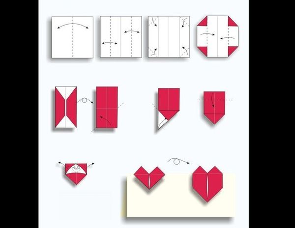 origami de coração fácil