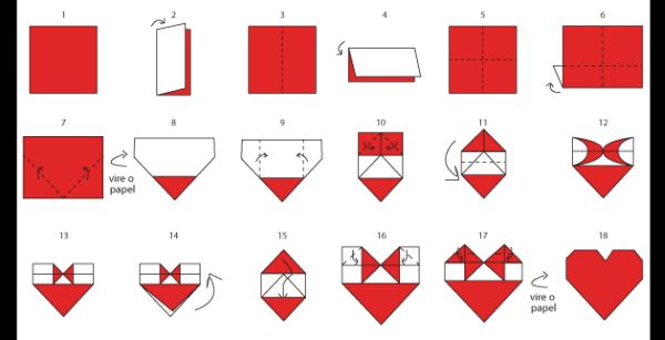 origami de coração como fazer