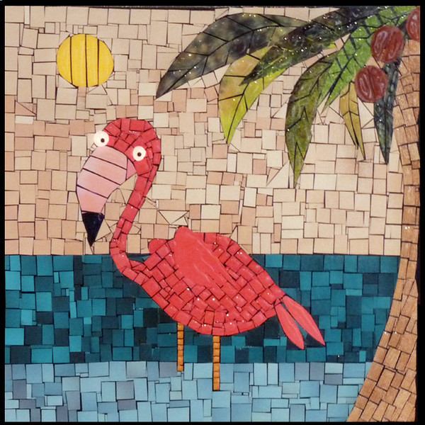 mosaico de papel flamingo