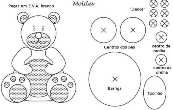 urso em feltro com duas cores