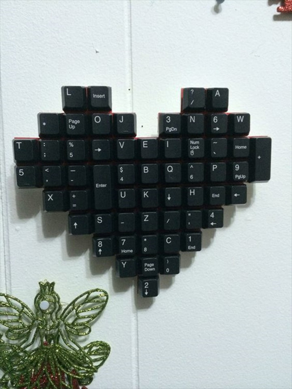 teclado antigo como coração