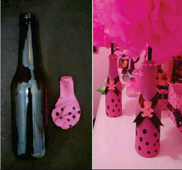garrafa decorada com bexiga