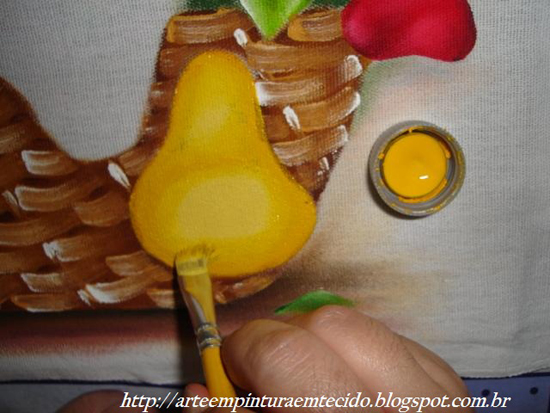 pintura em pano de prato pera