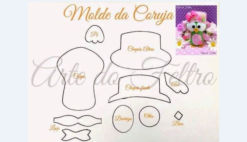 molde de corujinha com chapeu