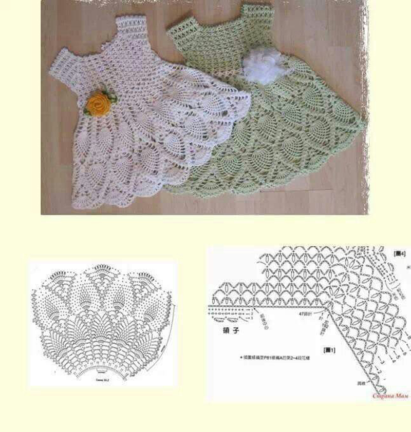 vestido de croche com grafico para bebe