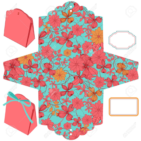 caixa em papel estampado