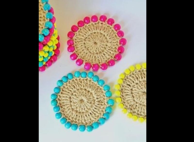 porta copo em crochê com contas porta copo em crochê com contas