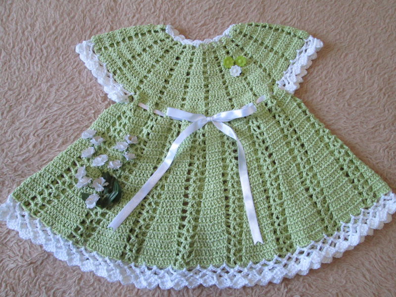 vestido de crochê infantil verde