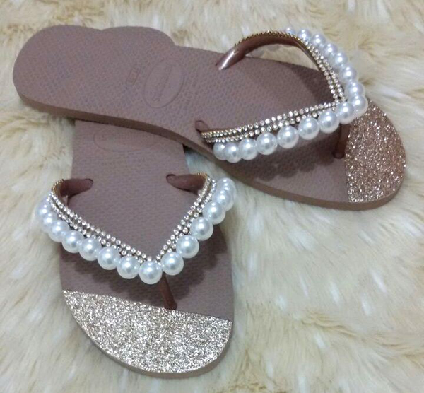 sandalia havaiana decorada com perola passo a passo