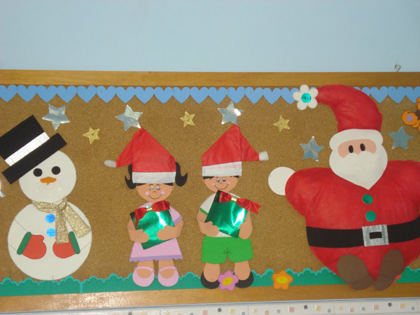 painel escolar de Natal de papel 