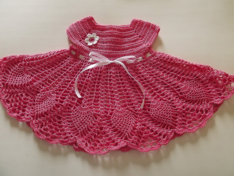vestido de crochê infantil pink