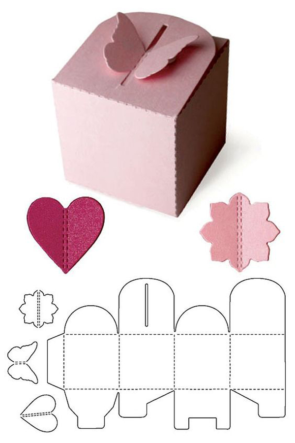 caixa em papel rosa