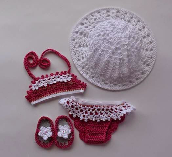 conjunto com biquíni em crochê infantil conjunto com biquíni em crochê infantil