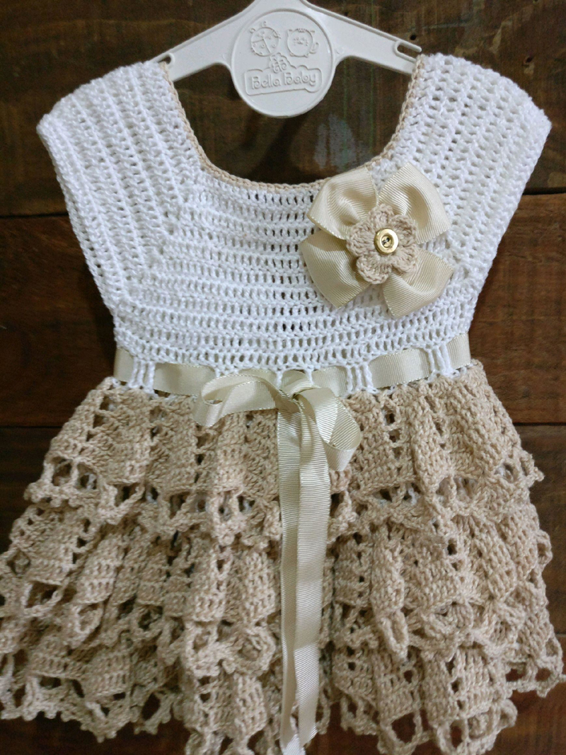 vestido de croche infantil branco