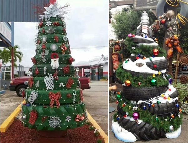 reciclagem com pneus arvore de natal